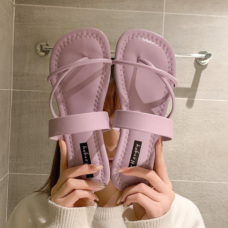 

Summer Cute Sandals Flat Heel Anti Skid Slippers Women Casual Holiday Weekends Outside Drags Slides, Light purple