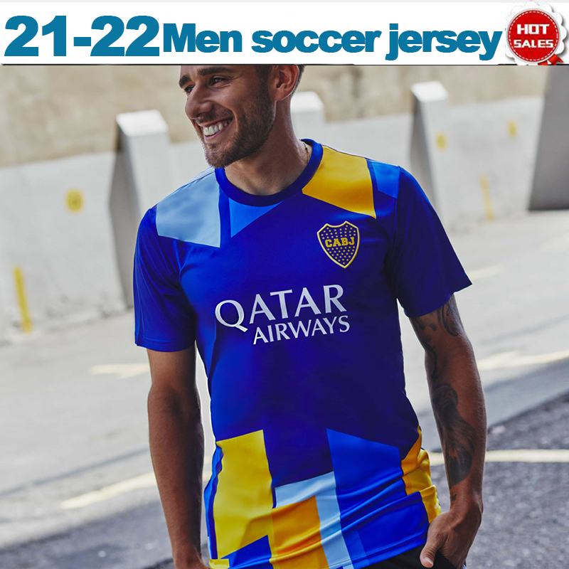 

Boca Juniors soccer jersey 2021 2022 Fans version DE ROSSI ABILA PAVON TEVEZ Men football shirt Customized, Black;yellow