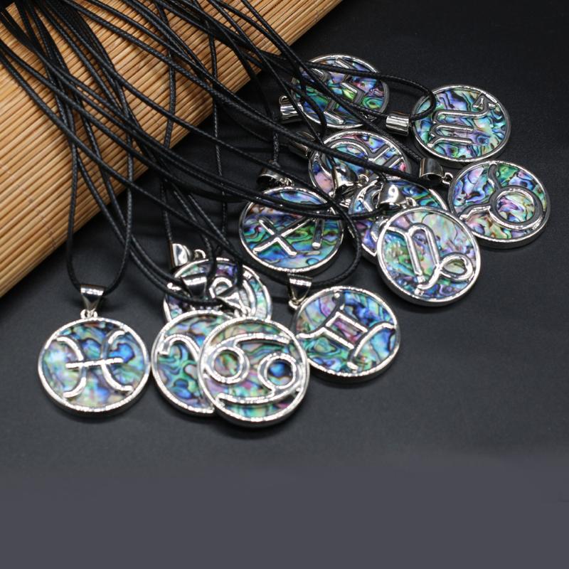 

Pendant Necklaces Natural Shell Necklace 12 Styles Round Abalone For Women Jewelry Gift Length 55+5cm 32x32mm