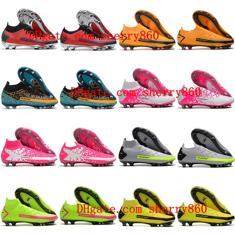 

2021 mens soccer shoes Phantom GT Elite FG x Skepta Bloody Chrome University outdoor cleats football boots chuteiras blue, As picture 3