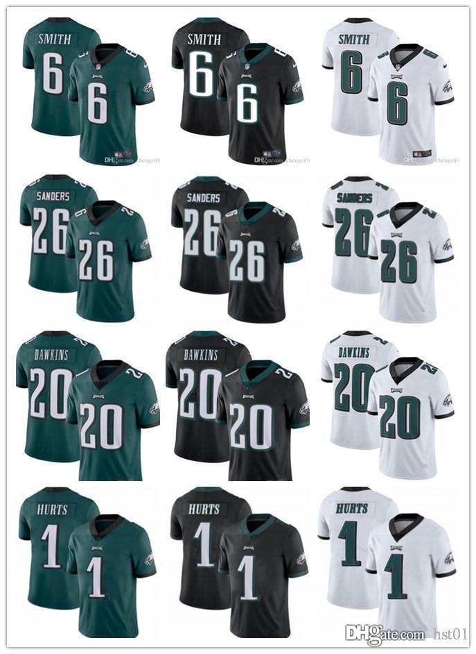 

Men women Philadelphia Eagles 6 DeVonta Smith 26 Miles Sanders 20 Brian Dawkins 24 Darius Slay Jr. 1 Jalen Hurts Football Jersey, Black;red