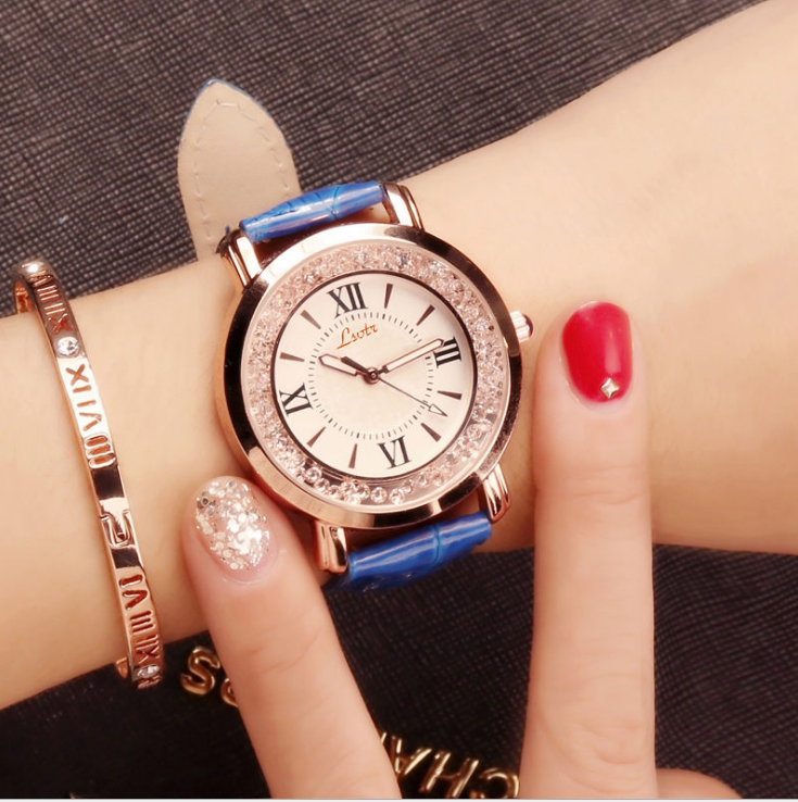 

LSVTR Special Flowing Diamond cwp Womens Watch Quartz Ladies Watches Comfortable Leather Strap Glaring Students Wristwatches, No send watch for shipping