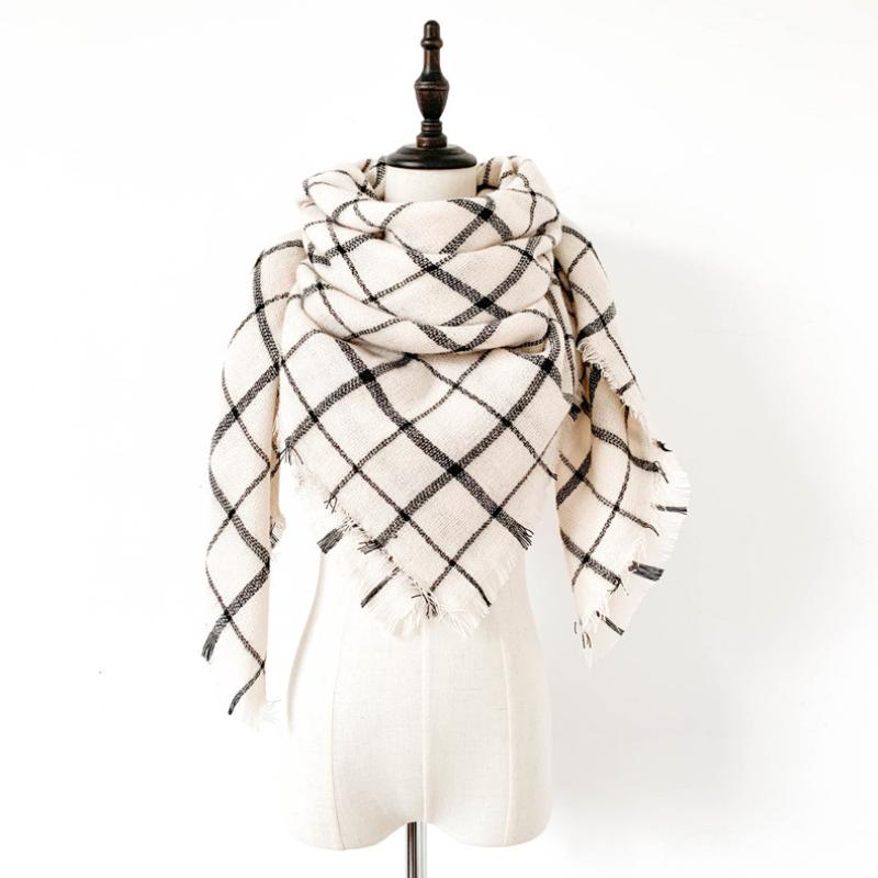 

Scarves Autumn And Winter Black White Large Plaid Square Scarf Imitation Cashmere Tassel Keep Warm Shawl Christmas Present