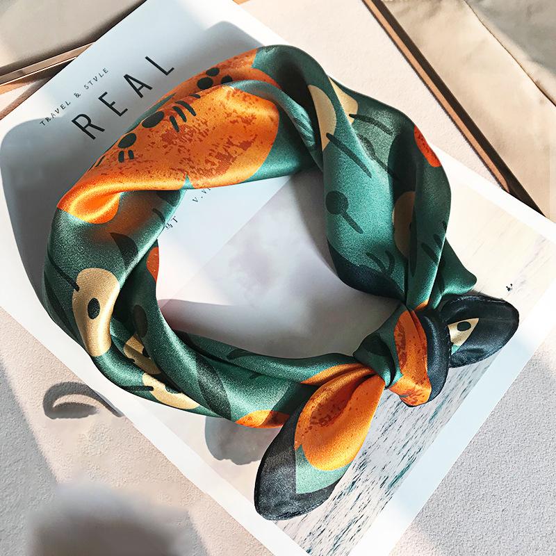 

Scarves High Quality Luxury Fashion Femme Silk Printing Casual Chic Women Retro Square Scarf 2022 Spring Summer
