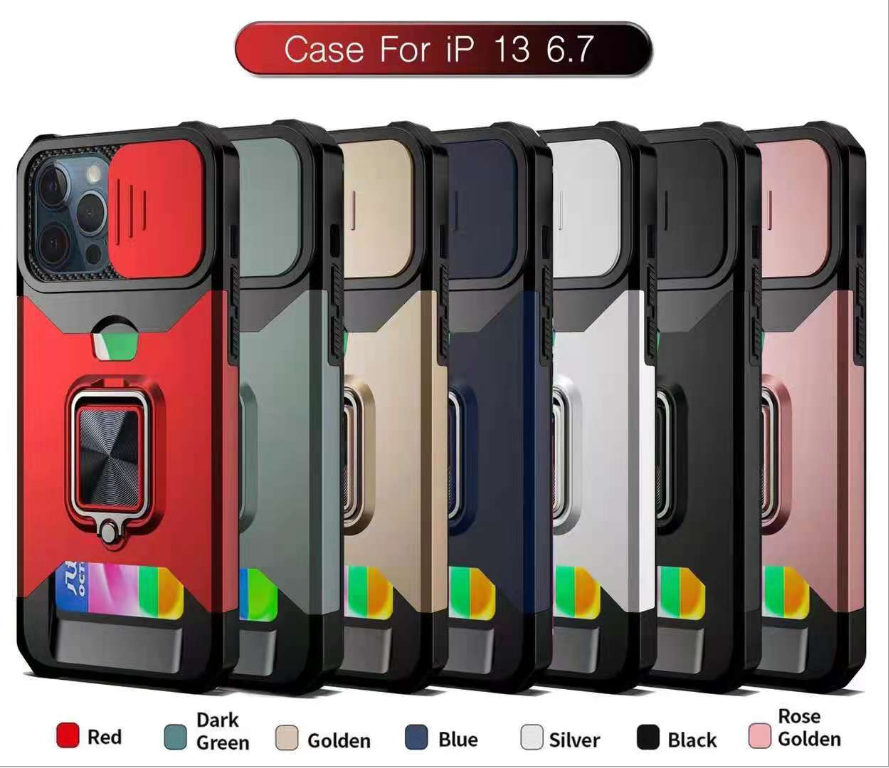 

Magnetic ring invisible card sliding window phone cases for iphone13 pro max 12 min 11 X XR XS 7 8 plus SE case cover, Please choose colors