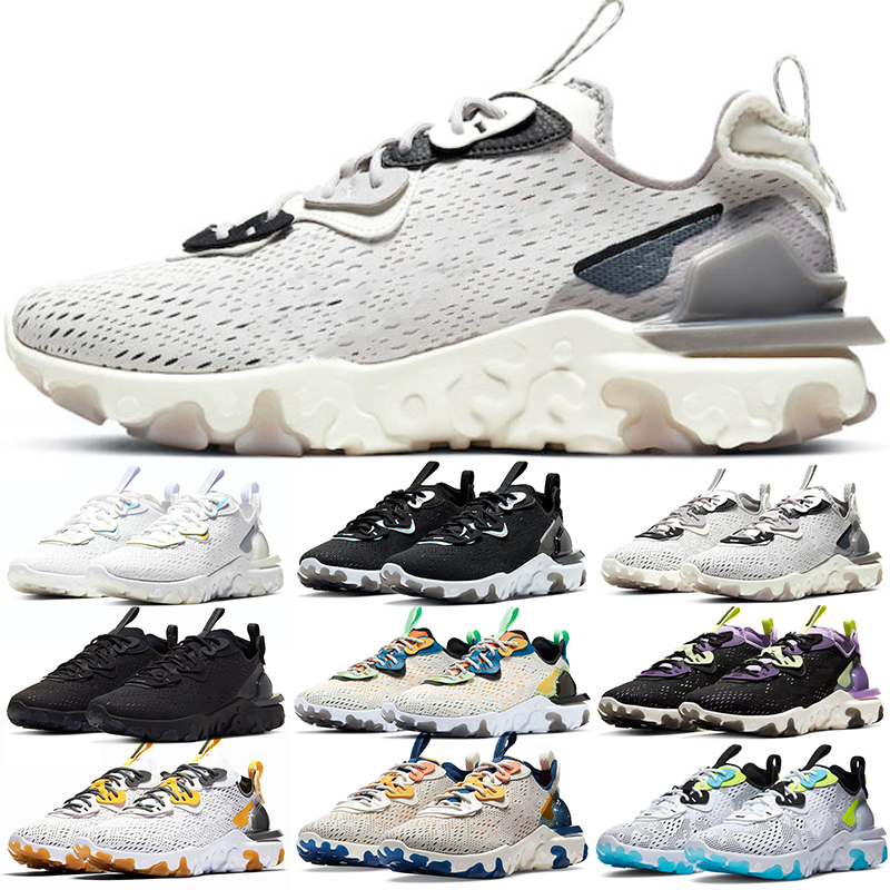 

React Vision Men Women Running Shoes Triple Black White Iridescent Honeycomb Vast Grey Phantom Worldwide High Top Mens Trainers Sports Sneakers Size 36-45, #2 black iridescent 36-45