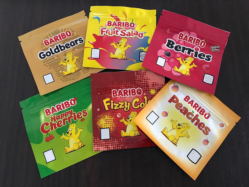 

2021 Packaging bag 600mg baribo Flavor Bags gummy candy sour resealable edibles Herb Flower Zipper Dry Retail Package North America