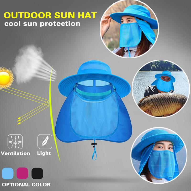 

Detachable Summer Bucket Hat Cowboy Men Outdoor Fishing Hiking Beach Hats Mesh Breathable Anti UV Sun Cap Large Wide Brim 2021, Blue;gray