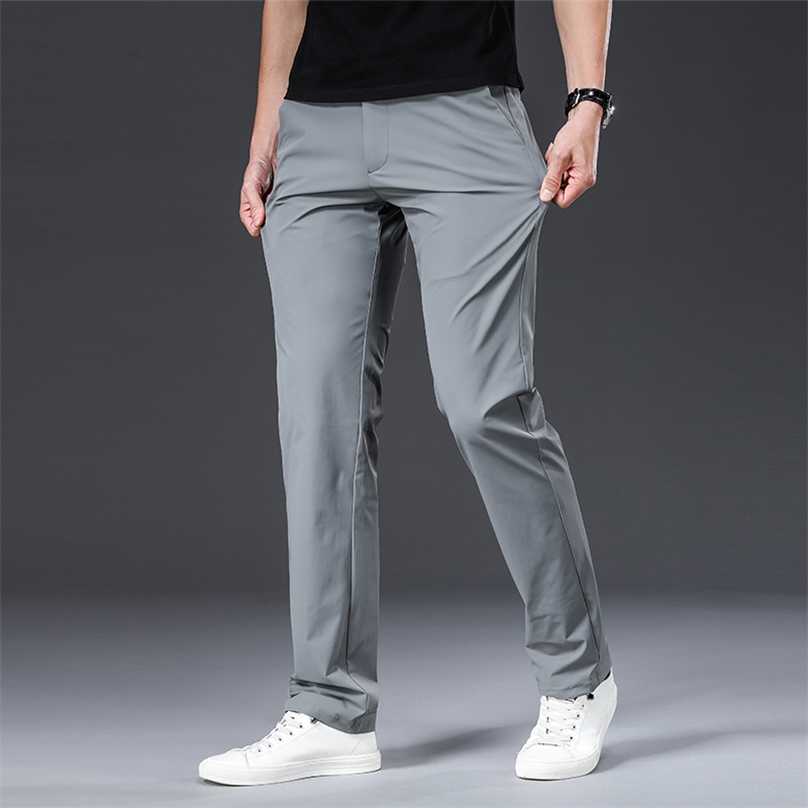 

BROWON Classic High Quality Men Trousers Spring Summer Midweight Solid Color Straight Trousers Male Full Length Casual Pants Men 211111, Blue