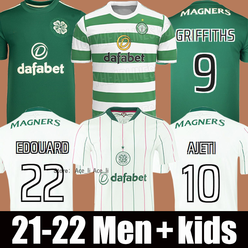 

21 22 Celtic soccer jerseys Fans Player version EDOUARD AJETI GRIFFITHS TURNBULL MCGREGOR CORREA CHRISTIE Goalkeeper 2021 2022 men + kids kit football shirts, 21-22 third