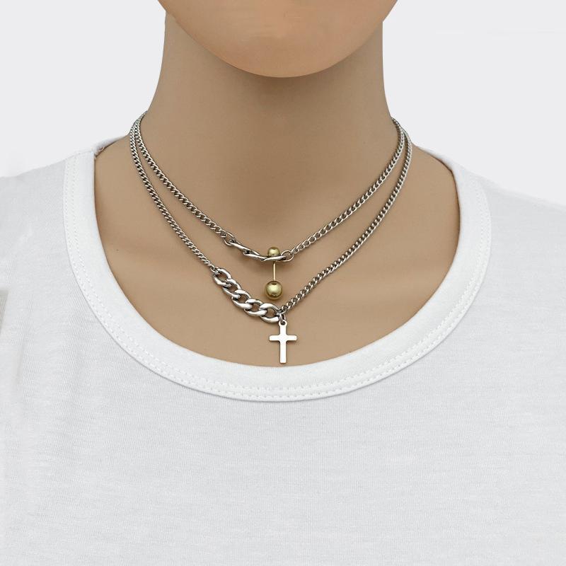 

Fashion All-match Steel Ball Collar Men And Women Necklace Clavicle Chain Simple Hanging Jewelry Chains