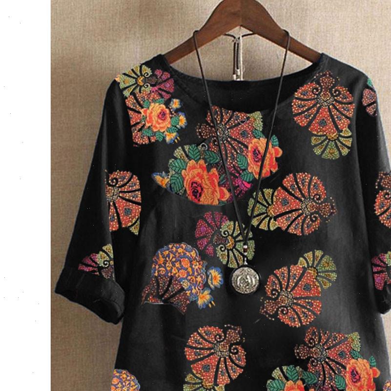 

Womens Tops Cotton Linen tunic large size Vintage T shirt Fashion Short Sleeve Printed O Neck Ladies shirts for women, White