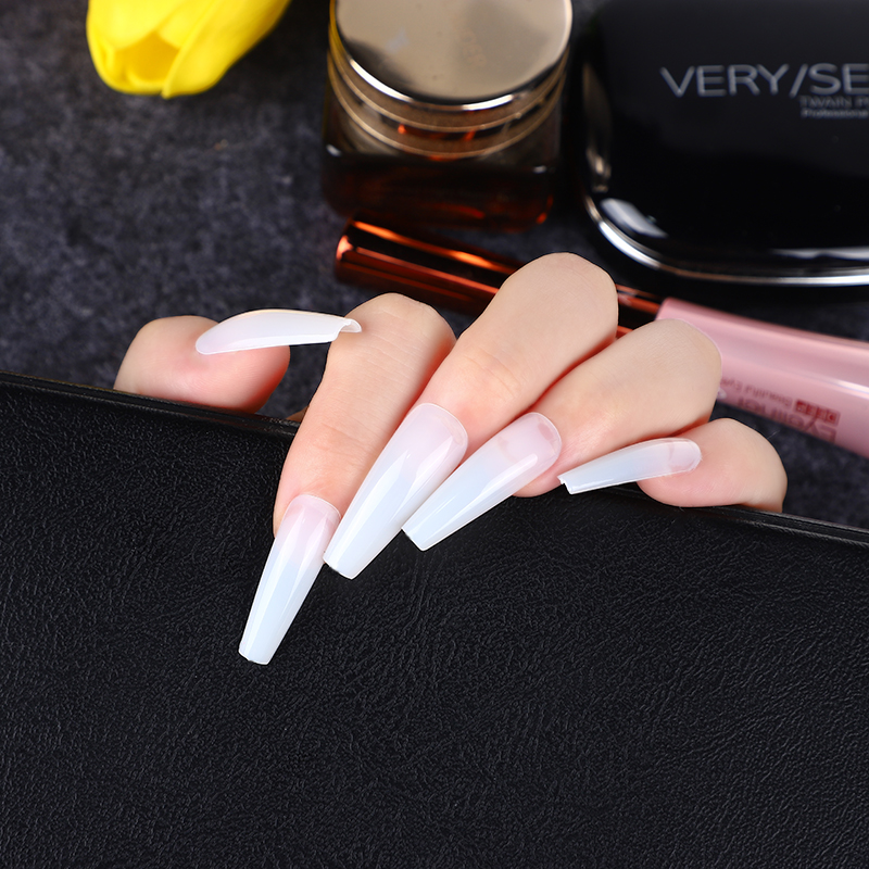 False nails press on nail 24 PIECE trapezoidal long full stick wearing ballet removable Nail patch with glue packing-image-747006779