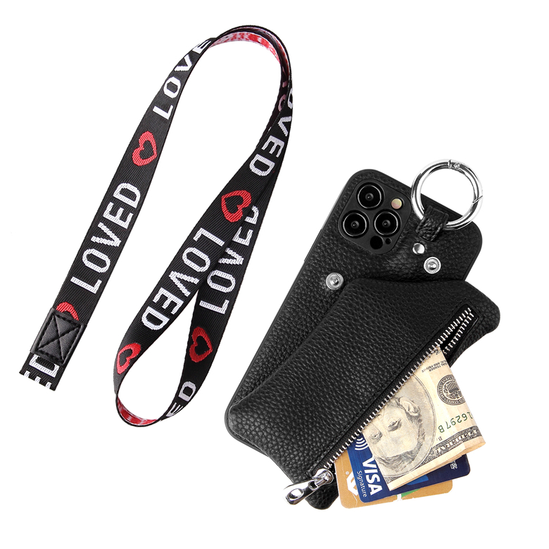 

Lanyard Strap Detachable Leather Wallet Clutch Phone Case for iPhone 12 Mini 11 Pro Max XR XS 6s 8 Plus Samsung S21 Ultra, White