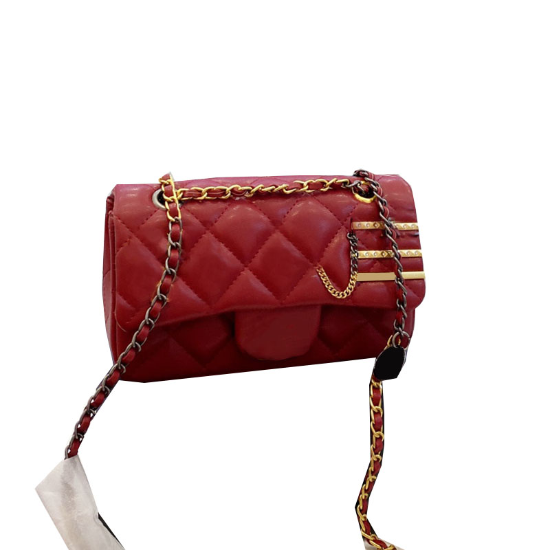 

Vintage Two-tone Aged Silver Gold Classic Mini Flap Bags Letter Badge Hairpin Stud Lucky Charms Luxury Designer Crossbody Large Capacity Cosmetic Handbags 20CM, Box