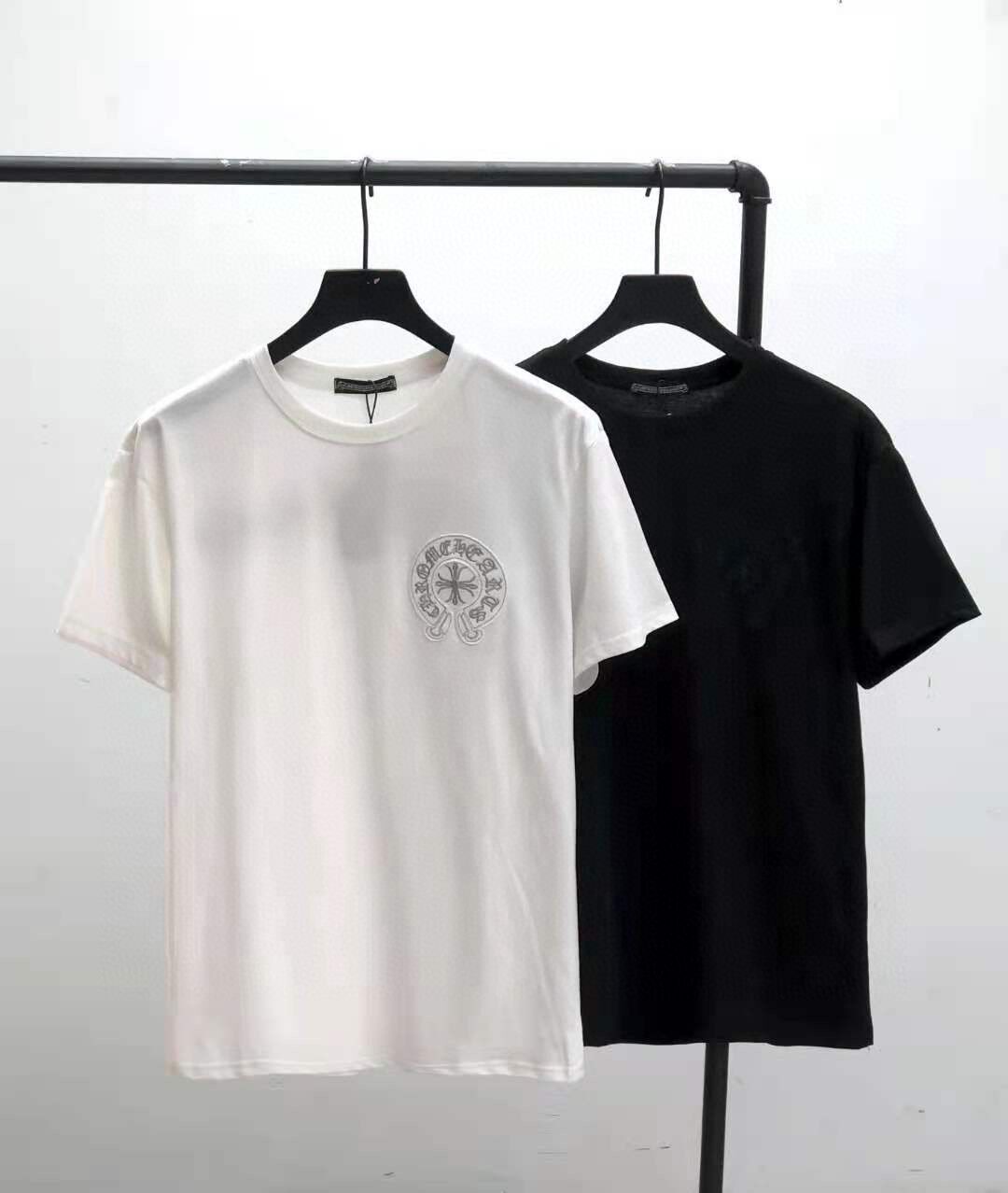 

t shirt crosing 21 letters embroidered round neck men's and women's short sleeve casual, White;black