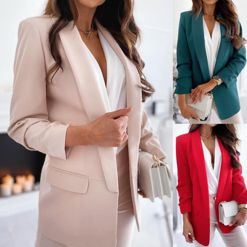 

Women's Jackets Elegant Office Ladies Workwear Autumn Lady Slim Blazer Long Sleeve Lapel Solid Color Formal Work Jacket Women 3XL, Black;brown
