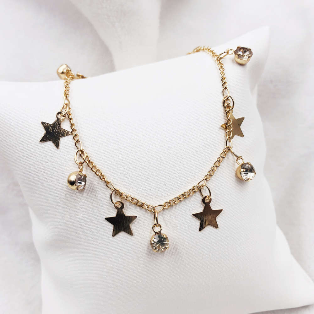 

Hand catenary Star Diamond Gold Plated versatile Bracelet lady, Black