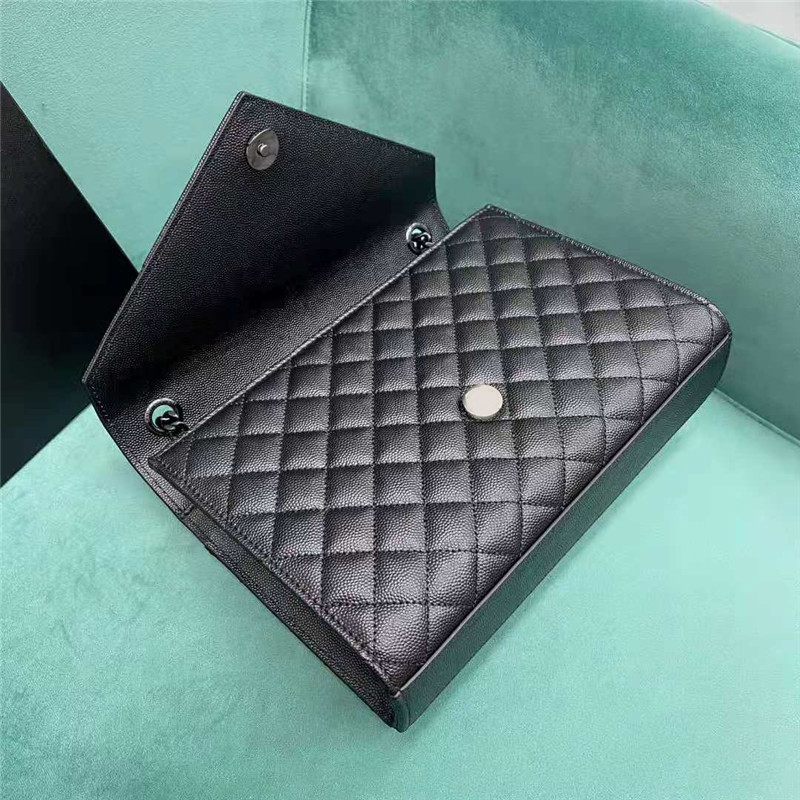 

Class A Top Designer Chains Shoulder Bags Checkered Gold letter buckle baguette Inside and outside calf leather V Wave Patchwork Cross Body Fashion Wallet Handbags, Black with silver hardware cc bag