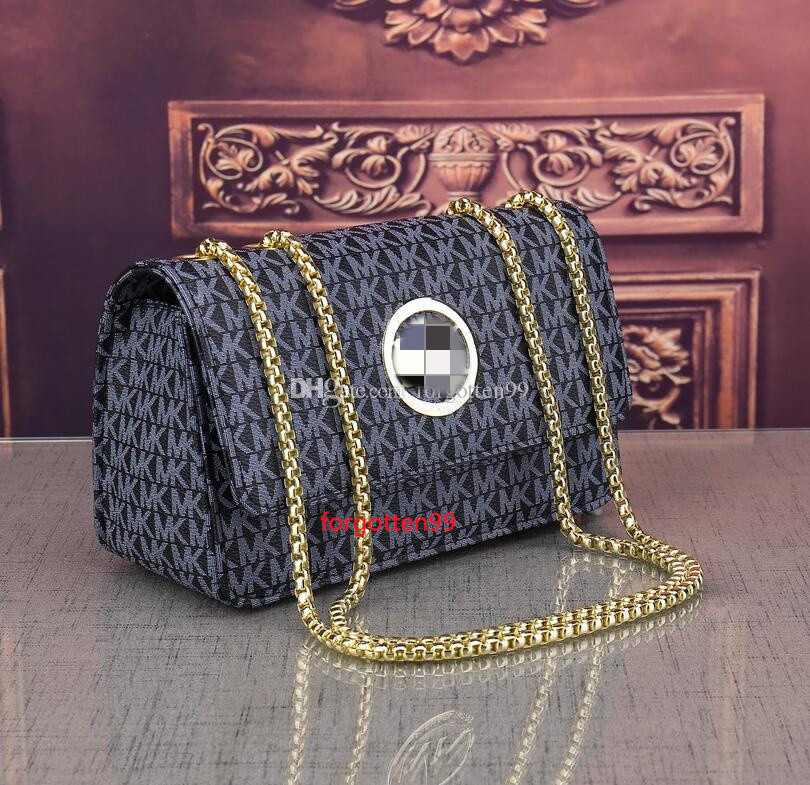 

004 michaels mks kor women's Leather chain handbag Shoulder Envelope Crossbody Shopping Bags messenger bag, Black;brown