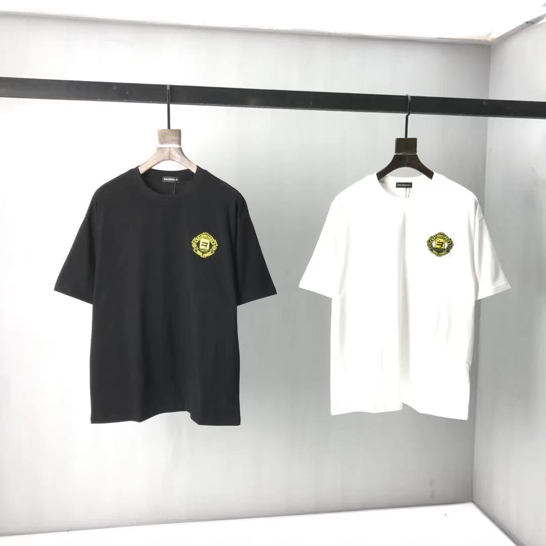 

2021 spring round neck short sleeve cotton fabric printing embroidery European large size black and White Multi Color 0y7 Men's Plus Tees & Polos Sweatshirts .a148