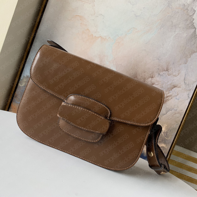 

2021 women purse saddle horsebit bag with SN Box brown cowhide Genuine Real Leather adjustable shoulder strap crossbody top 7A quality fashion bags
