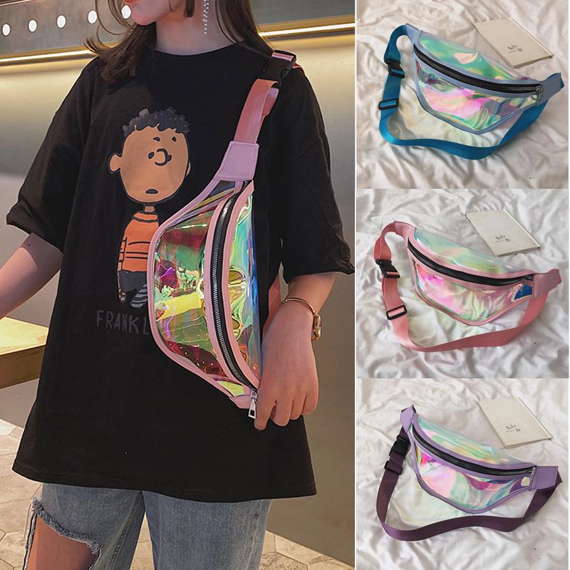 

Waist Bags 2021 Est Waterproof PVC Transparent Clear Punk Holographic Fanny Pack Laser For Women Fashion Belt Bum Bag, Blue