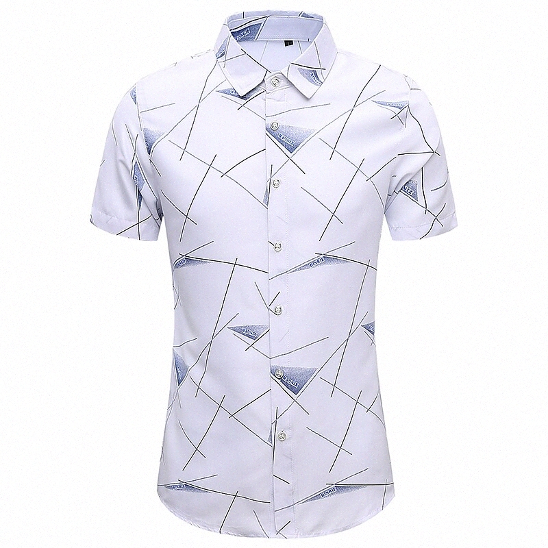 Men's Shirt Other Prints Graphic Prints Plus Size Button Down Collar Casual Daily Print Short Sleeve Tops Hawaiian White Gray Navy Blue / Su