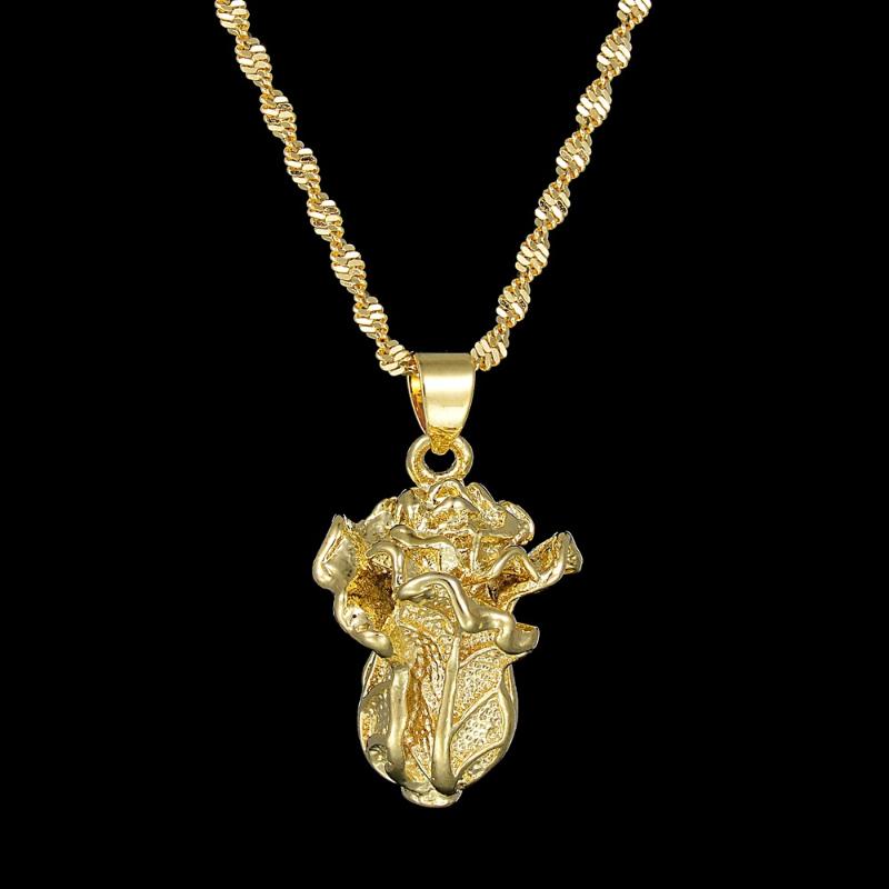 

Pendant Necklaces Stainless Steel Trendy Cabbage For Women Female Gold Color Copper Vintage Sweater Chain Jewelry Birthday Gift