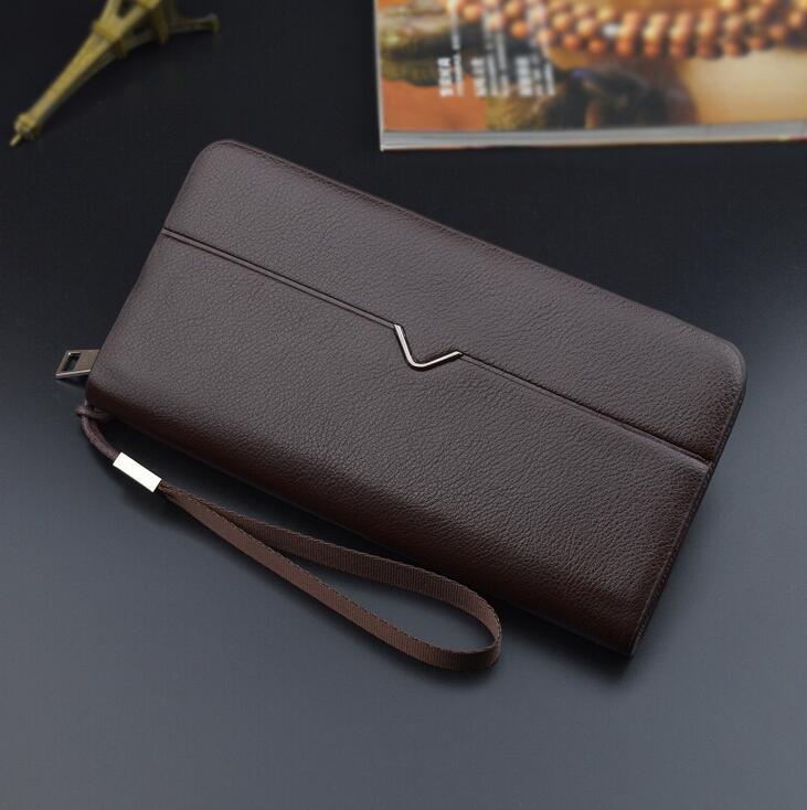 

Factory wholesale brand bag simple all-match leather business long wallet are large men wallets leisure multifunctional hand Zipper purse, Brown