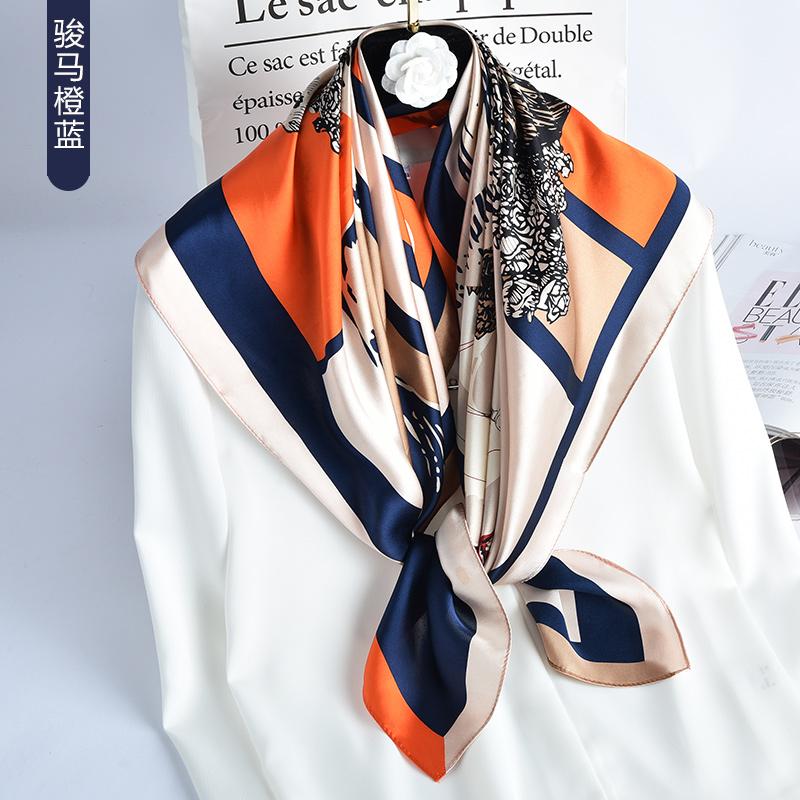 

Scarves Spring Autumn Pure Silk Women Scarf Fashion Versatile Large Square Shawl %100, Blue;gray