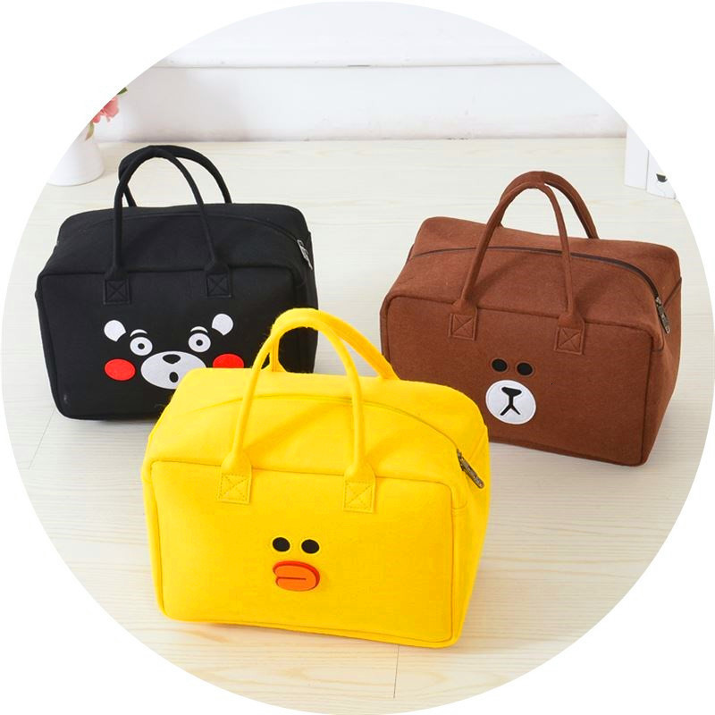 

Korean Cartoon Brown Bear Large Capacity Shopping Bag Outdoor Travel Felt Handbag, Xiong benxiong