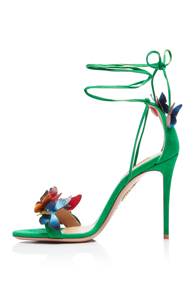 

2021 women Ladies suede sheepskin leather 9.5CM high heels sandals summer Casual wedding Gladiator sexy shoes Cross-tied lace up colourful butterfly 3 colours 34-42 LG, Red