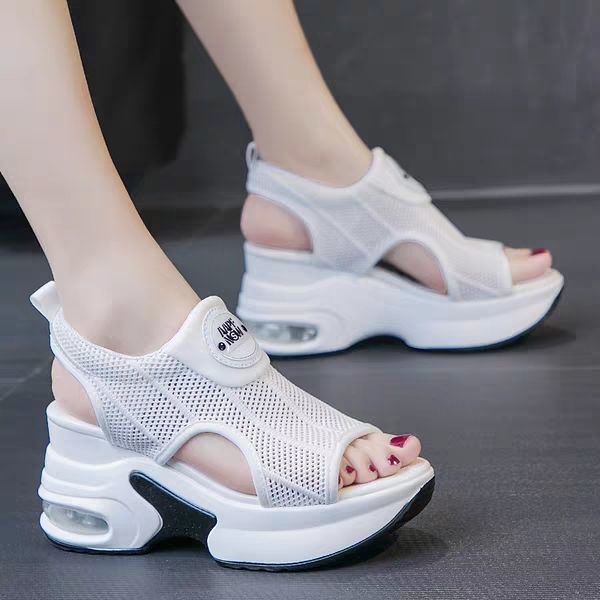 

Height Increasing Insole Sports Sandals for Women 2021 Summer New Fashion Roman Style Wee Platform Internet Hot Sandals X0523, Black