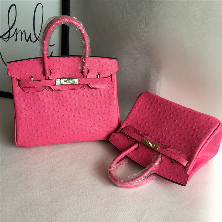 

designers hand herme fashion ostrich pattern portable single shoulder diagonal leather women's bag rose pink handbag wan