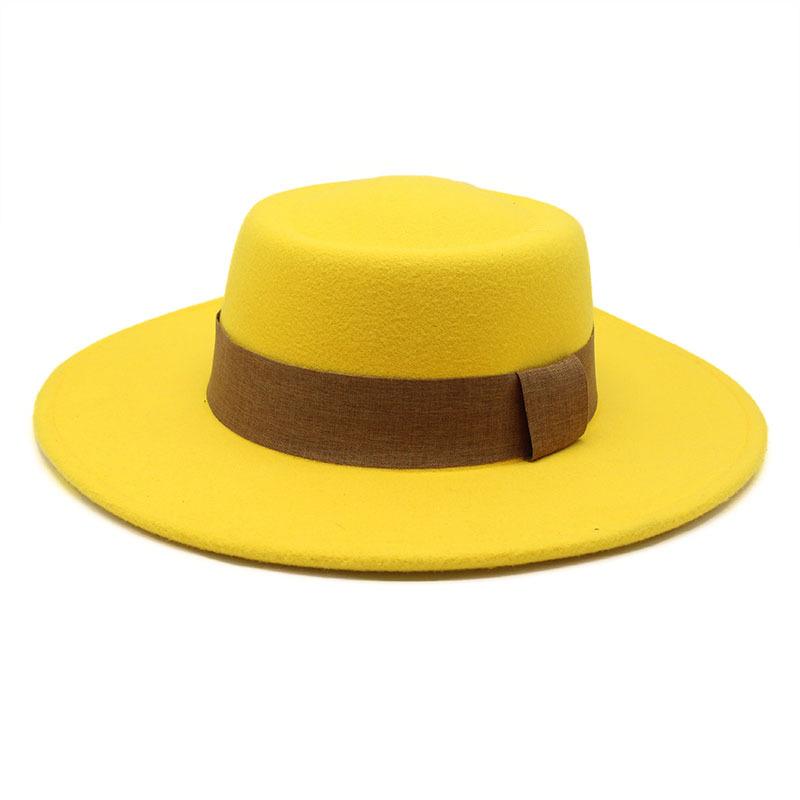 

Wide Brim Hats Fedoras Ribbon Fedora Jazz Hat For Woman And Man Flat Four Seasons Costume Multicolor Wholesale, 05