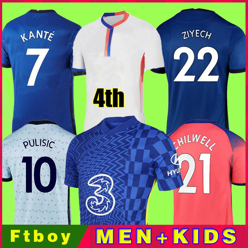 

Thailand fourth 21 22 WERNER HAVERTZ CHILWELL ZIYECH Soccer Jerseys 2021 2022 PULISIC Football Shirt KANTE MOUNT 4th Men Kids set Kits tops, Kids away