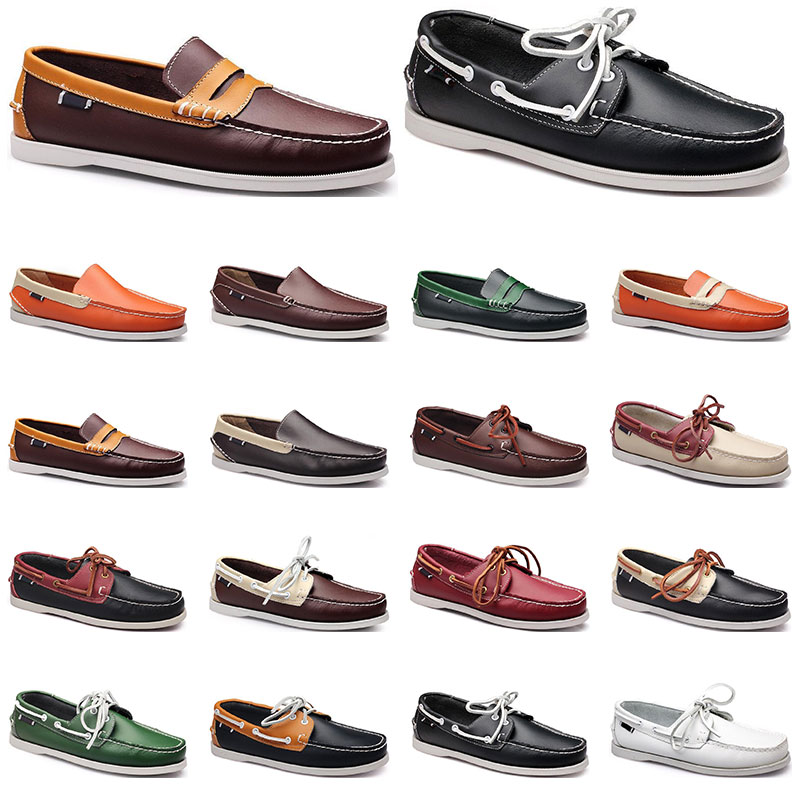 

Womens sneakers Sailing shoe mens casual leather shoes black white red green orange brown outdoor trainers size 38-45 eighty three