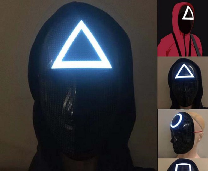 

Led 3D luminous mask Halloween Toys TV Squid Game Masked Outdoor Games Black Man Masks Round Squire Triangle Accessories Delicate Masquerade Costume Party Props