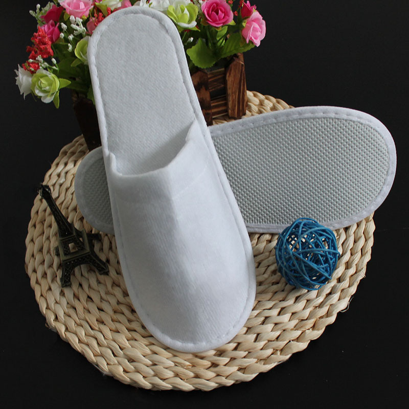 

Hot Sale-300pc=150pair unisex one-time scuffs slippers disposable shoe home indoor white sandals hotel babouche portable travel, Black