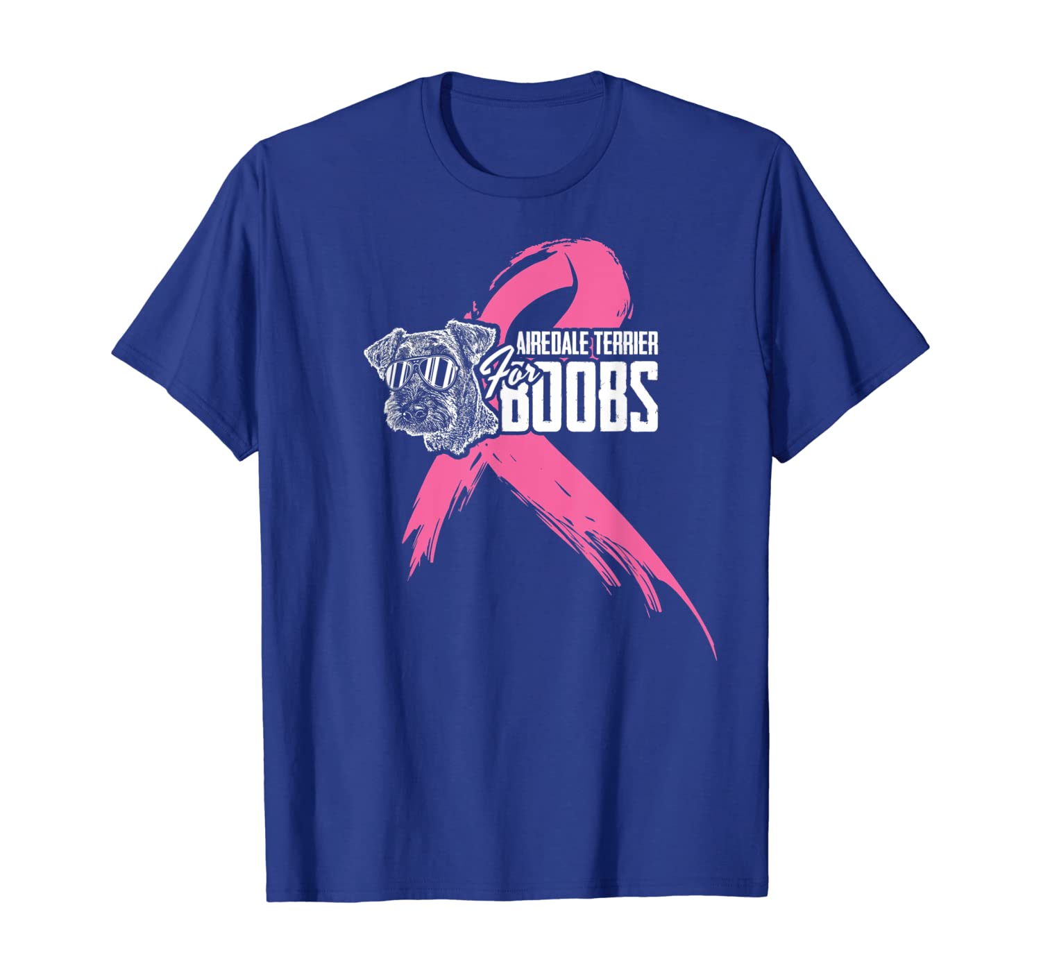 

airedale terrier breast cancer awareness t-shirt, White;black