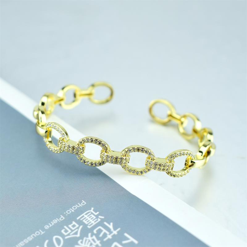 

Bangle Gold Curb Link Chain Cuff Bangles For Women Polished Coffee Bean Bracelet CZ Pave Designer 25 Styles Luxury Jewelry