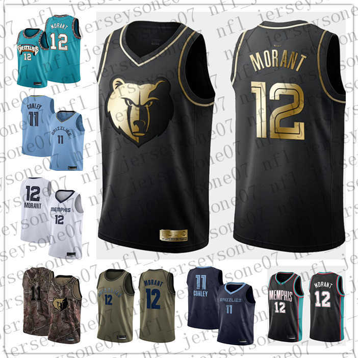 

2021 Custom Mens women youth Grizzliess 11 Mike Conley 12 Ja Morant green white black Throwback Basketball jersey