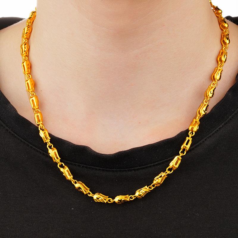 

Chains Top Quality 24K Gold Chain Necklaces For Men Women Jewelry Never Fade Choker Chian Necklace