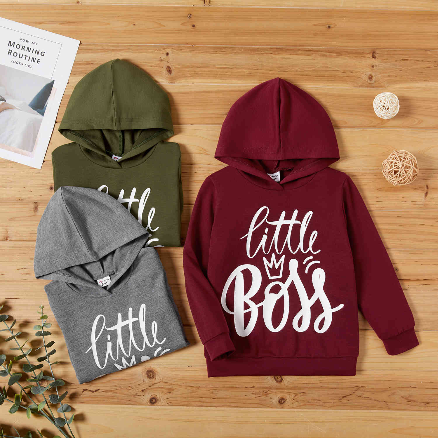 

Toddler Unisex Letter Print Hoodies 210521, Red