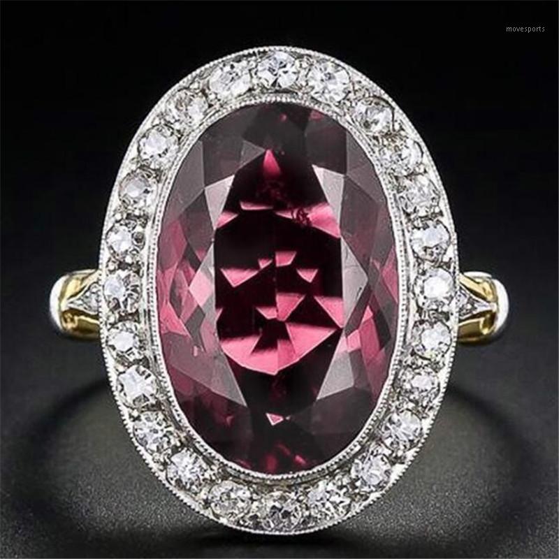 

Wedding Rings Luxury Round Red Big Crystal Ring For Women Romantic Female Finger Classic Ladies Jewelry1