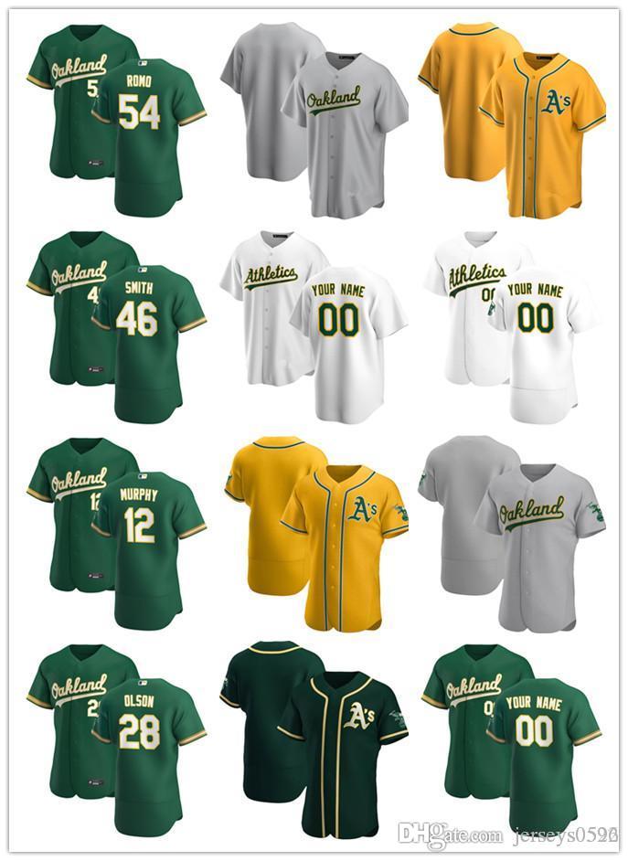 

Custom Jersey Mens women Youth Oakland Athletics 12 Sean Murphy 28 Matt Olson 54 Sergio Romo 46 Burch Smith Baseball Jerseys gre, Blue;black