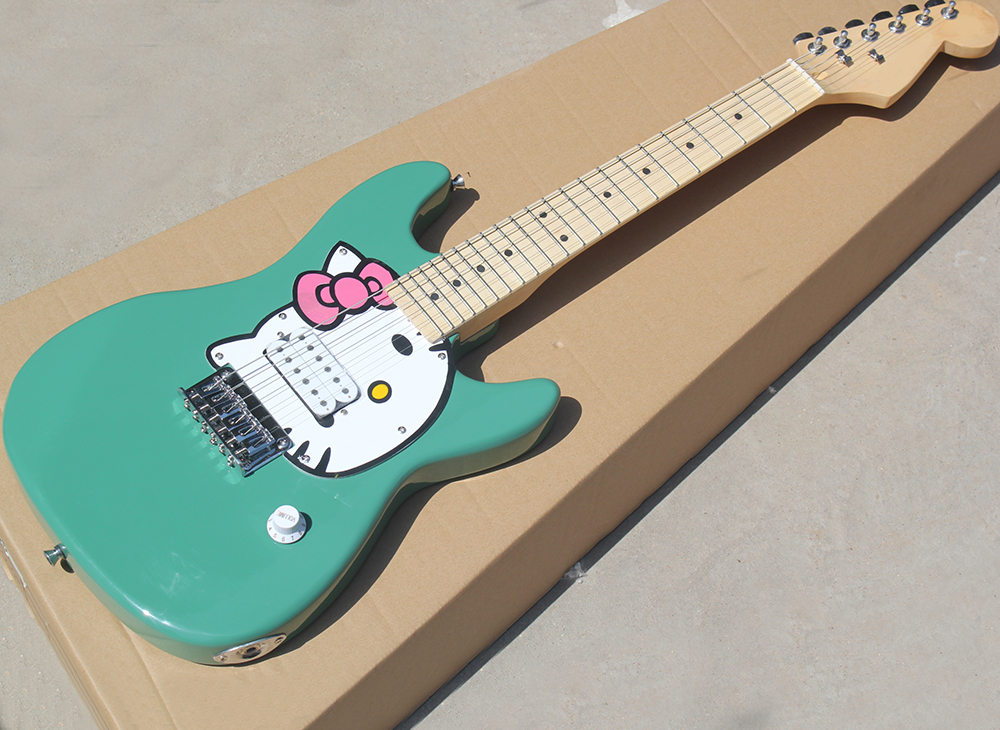 

Factory Outlet-Three Colors 6 Strings MIni Electric Guitar with Cat Pattern,Maple Fretboard,,Suitable for Travel/Children