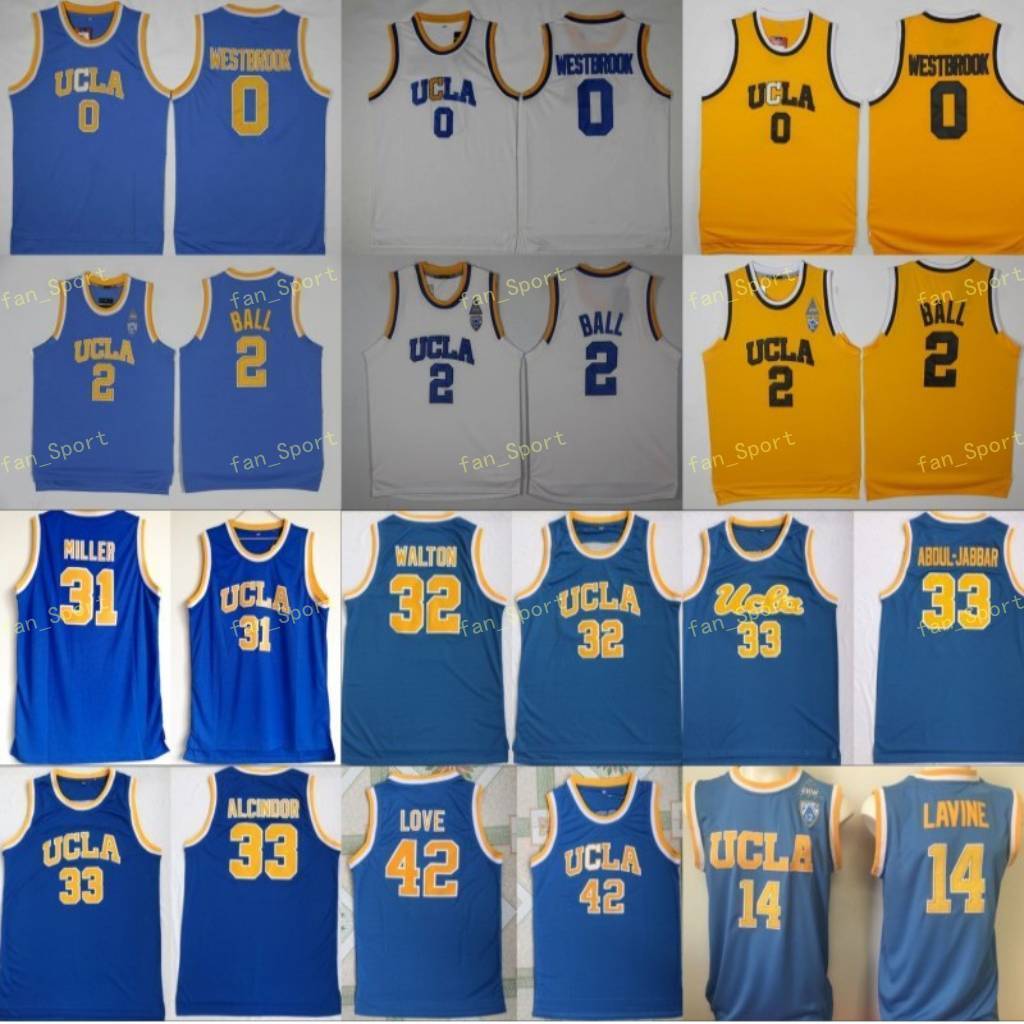 

UCLA Bruins College Jerseys Basketball Russell Westbrook 0 Lonzo Ball 2 Zach LaVine 14 Kevin Love 42 Kareem Abdul Jabbar Reggie Miller, As