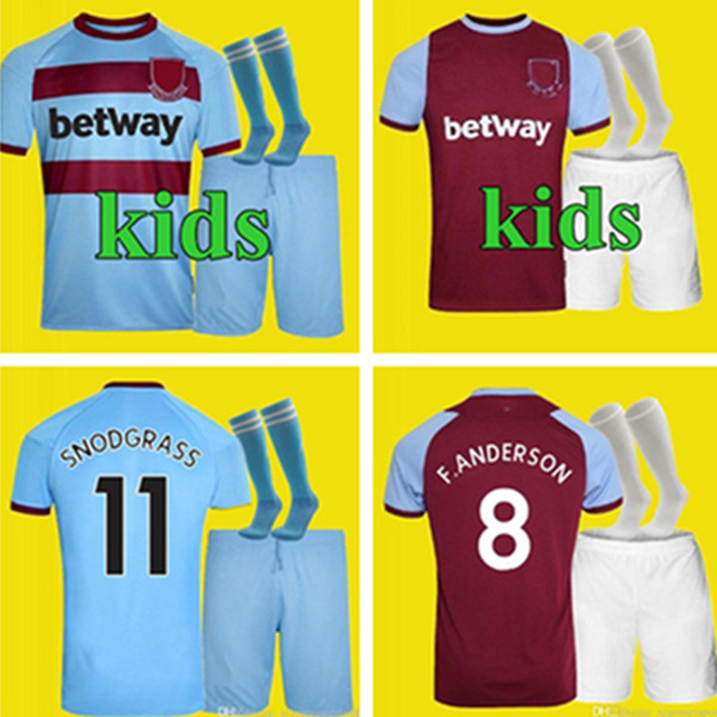 

20 21 West youth child LANZINI F.ANDERSON Ham Home soccer jerseys 2021 third AWAY ANTONIO ARNAUTOVIC kids kit football shirts, Colour 1